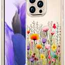 Compatible with iPhone 16 Pro Case Clear Cute for Women - Rugged Phone Cases Funda Protector Cover Skin (Yellow Florals Field Spring)