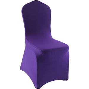 WELMATCH Dark Purple Spandex Chair Covers - 50 PCS Wedding Banquet Events Party Universal Dining Decoration Stretch Elastic Chair Covers Good (Dark Purple, 50)