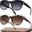 EASY READ 2 Pack Bifocal Reading Sunglasses for Women,Trendy Sunglasses Readers UV400 Protection (Black/Tortoise)