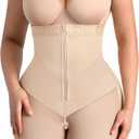 FeelinGirl Strapless Shapewear for Women Tummy Control Plus Size Butt Lifting Panties Postpartum Body Shaper (X-Small, Beige)