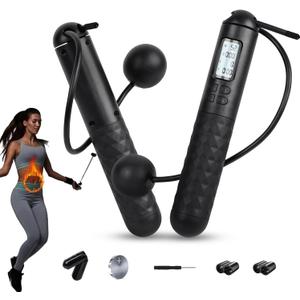 Skipping Rope with Counter, Cordless Jump Rope, Adjustable Digital Counting Jump Ropes, Gravity Ball Skipping, Weighted Jump Rope With Counter for Lose Weight, Burn Calories
