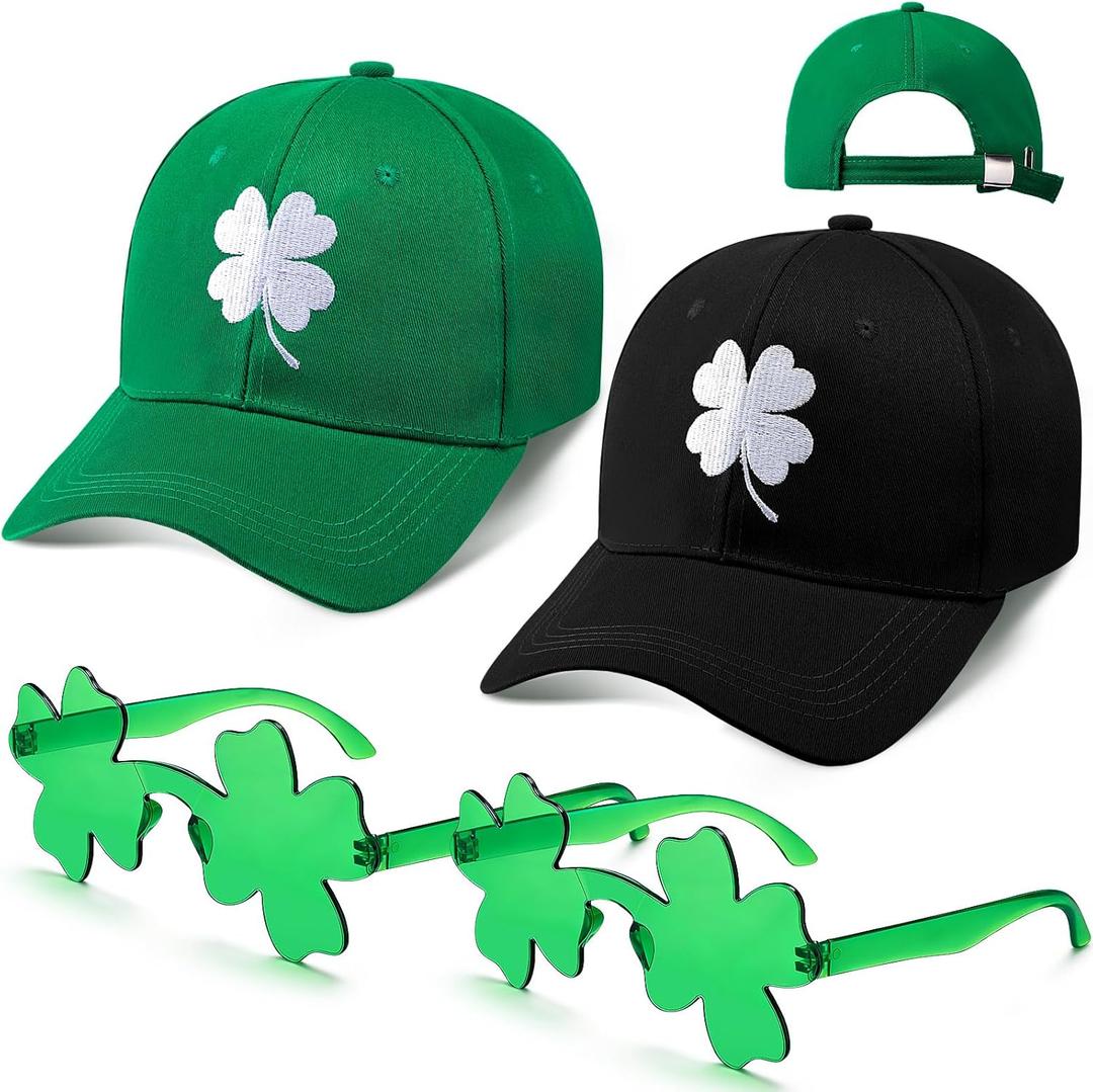 St. Patrick's Day Costume Accessories Irish Leprechaun Hat Shamrock Sunglasses Set for Couple Leprechaun Outfit