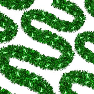 66 FT Artificial Christmas Garland Winter Shiny Tinsel Garland Green Metallic Twist Garland for Christmas Decor Mantle Fireplace Home