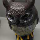 Solar Powered Owl with Motion Detection, Silent Mode, Flashing Eyes, Rotatable Head and Realistic Hoots, Plastic Owl Decoration for Home, Garden, Patio and Fence