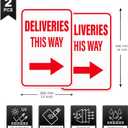 2 Pack Deliveries This Way Sign with Right Arrow 18 12 Inch Reflective Aluminum Rust Free Metal Package Delivery Signs for Outside Home Business Property
