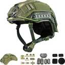 TacSnake Tactical Airsoft Paintball Fast Helmet with Helmet Cover, PJ Type Tactical Multifunctional Protective NVG Mount (Medium, Olive Drab)