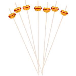 Restaurantware-6 Inch Wooden Hot Dog Skewers, 100 Disposable Sandwich Picks - Built-In Hot Dog Cartoon, Sustainable, Bamboo Decorative Food Picks, For Parties Or Picnics