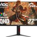 AOC 27 Inch OLED Gaming Monitor (QD-OLED), 1440p QHD 2560x1440, 240Hz, 0.03ms, HDMI 2.1, G-SYNC Compatible, HDR True Black, Height Adjustable Stand, USB Hub, Q27GAZDV