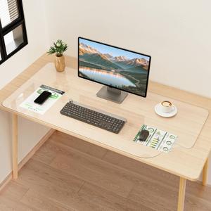 YSAGi Clear Desk mat,Non-Slip PVC Clear Desk Pad for Keyboard & Mouse,Large Mouse Pad,Heat Resistant & Waterproof Desk Protector Mat,Frosted Transparent Desk Writing Mat for Office & Home(48x24inch)