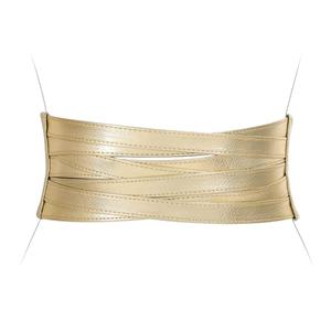 XZQTIVE Wide Elastic Belts for Women Dresses Black Waist Corset Belt for Women Fashion Wide Stretchy Belts, Braided Gold, 90cm