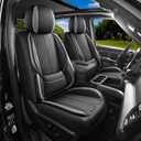 AOOG Seat Covers Custom Fit for Chevy Silverado GMC Sierra 2007-2026 1500/2500/3500 HD Crew Cab Pickup Truck Seat Cover Protector Cushion with Faux Leather Waterproof (Full Seats-BlackGray)