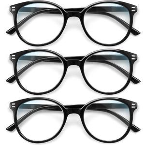 GIBLOGO Reading Glasses for Women/Men Eye Glasses Blue Light Reading Glasses Cheaters Eyeglasses (3 Pack Black, +4.0)
