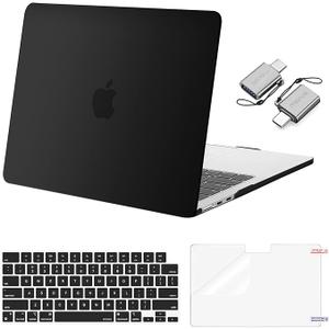 MOSISO Compatible with MacBook Air 13 inch Case 2026 2025 2024 2023 2022 M4 A3240 M3 A3113 M2 A2681,Plastic Hard Shell&Keyboard Cover&ScreenFilm&Type C for MacBook Air 13.6 inch Case, Black