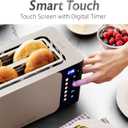 Elite Gourmet ECT5924D SmartToast Digital Long Slot 4 Slice Toaster, 1.5 Wide Slots for Thick Breads & Bagel Function, LED Touch Screen, Countdown Timer, 6 Shades, Stainless Steel
