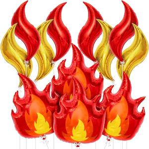 KatchOn, Big Fire Balloons Set - 28 Inch, Pack of 18| Red and Gold Flame Balloons for Firetruck Birthday Decorations | Flame Decorations for Firefighter Birthday Party | Fire balloons
