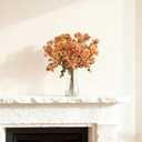 12pcs Artificial Orange Flowers for Indoor & Outdoor Decor, Burnt Orange Fake Spring Mums Bouquets, Faux Mums Lilac Flowers for Thanksgiving/Halloween, Autumn Arrangements (Durable UV Resistant)