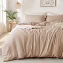 MILDLY Super Soft Duvet Cover - 100% Washed Microfiber Rugby Tan Comforter Cover Set 3 Pieces with Zipper Closure & Corner Ties (No Comforter) (King(104"x90"))