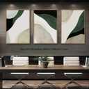 myusuar 3 Piece Large Modern Abstract Canvas Framed Wall Art For Living Room, Green Black White Minimalist Wall Art Decor Posters Prints For Bedroom Office 24x36in