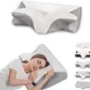 Cervical Pillow for Neck Pain Relief, Ergonomic Contour Orthopedic Pillow for Sleeping Shoulder Pain & Support, Cozy Memory Foam Neck Pillow Mesh Pillowcase for Side Back Stomach Sleeper(Grey)