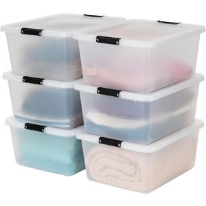 IRIS USA 6-Pack Clip Box with Latching Lids, 18 Quart Craft Storage Bins, Art & Writing Supply Containers for Home, Office & Classroom Organization