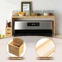 BESLCEID 31-inch bamboo stove rack for above the hob, kitchen bamboo spice rack, supports up to 50 pounds. Bamboo stove rack for storing spices and kitchen utensils. (Wood colour)