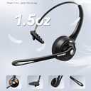 TECKNET Wireless Headset, Bluetooth Headphones with Noise Cancelling Microphone for Trucker, Hand Free Wireless Headset with Mute Mic