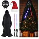 5 Pcs Christmas Tree Decorations Set Include 1 Helmet Mask 1 Black Cape 1 Santa Hat 2 Glow Sabers Christmas Tree Topper Ornament Decorations Xmas Trees Ornament for Party Decor Indoor