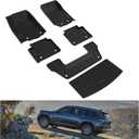 KIWI MASTER Floor Mats & Cargo Liner for 2021-2025 Jeep Grand Cherokee L OEM Replacement 82216640AA 82216646AA All Weather Custom Fit Trunk Mat Front Rear 3-Row Tray Liners Black