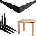 Farmhouse Metal Corner Brackets Decorative Wood Table 6.1" Matte Black Corner Protectors for Retro Industrial Wood Dresser Nightstand TV Stand Bed Frame(Height:1.3") 4Pcs