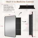 16x27.5 Medicine Cabinet with Mirror, Fully Assembled Recessed or Wall-Mounted Bathroom Mirrored Cabinet with Adjustable Storage Shelves for Vanity, Metal, Black