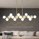 EGM 55" L Gold Linear Chandelier, 16-Light Bubble Chandeliers for Dining Room Foyer, Modern Sputnik Light Fixture with Milk White Glass Lampshades, Extra Large Kitchen Island Chandeliers Over Table