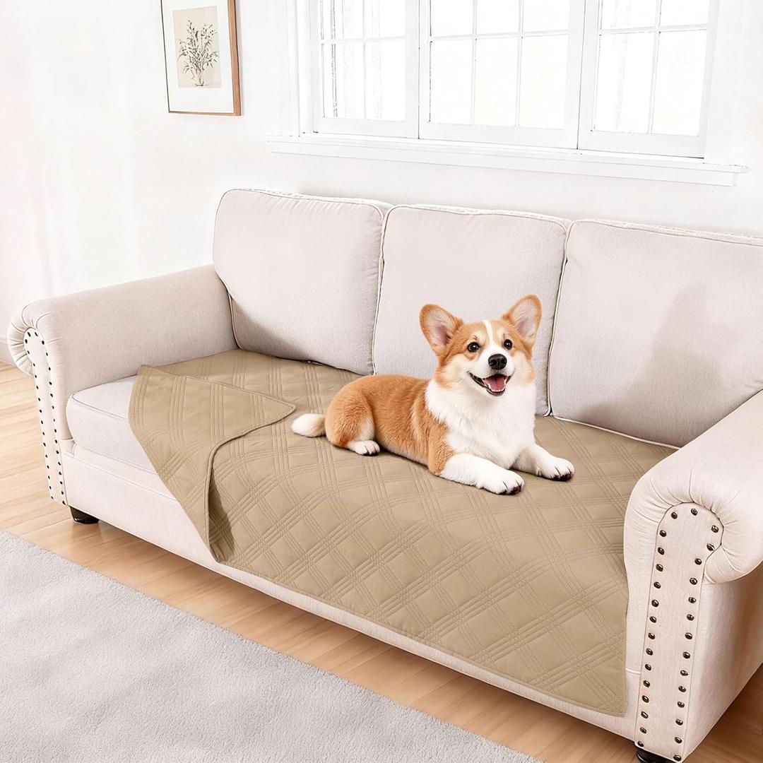 Hyha Waterproof Dog Blanket, Reversible Pet Bed Blanket, Soft Sofa Couch Cover for Dogs Washable, Waterproof Pet Couch Covers for Sofa Puppy Cats Furniture Protector(40"x70", Camel)