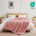 BENVWE Faux Fur Throw Blanket for Couch Bed - Fluffy Soft Thick Bubble Blanket for Living Room Home Decor - Mothers Day Birthday Gifts for Women, Dusty Pink, 63" x 80"