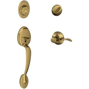 SCHLAGE Plymouth Single Cylinder Handleset and Left Hand Accent Lever, Antique Brass (F60 PLY 609 Acc LH) Large