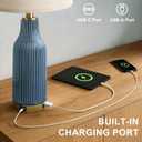 USumkky 24.5" Modern 3-Way Dimmable Touch Control with 5FT Cord & USB A+C Ceramic Lamps Set of 2 Table Lamp for Living Room Bedroom Farmhouse Nightstand Bedside Blue