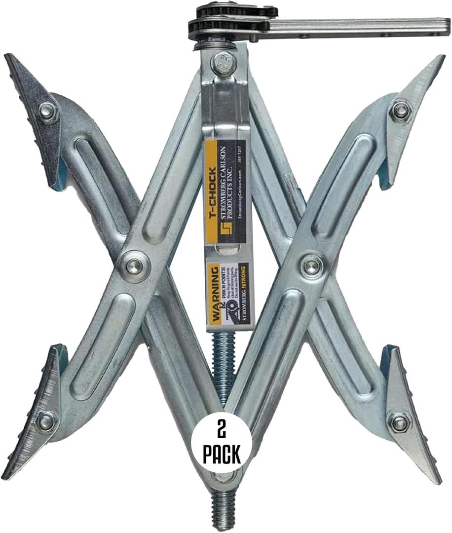 Stromberg Carlson JBP-T217.2 Tandem Axle T-Chock - Heavy Duty RV Wheel Chocks & Tire Stabilizers - Camper Wheel Chock Scissor Stabilizers for RVs, Trailers, and Campers- Fits Tires 2"-17" Apart 2-Pack 
