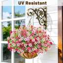 2 Set Artfiticial Hanging Mums Flower Baskets for Outdoors,Pink, 2 Pcs