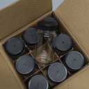 9 Pack, 2 oz Glass Shot Bottles w/ Black Lids & 9 Labels - Small Clear Jar for Ginger, Wellness Shot, Juice, Sample, Whiskey - Travel Essentials Mini Bottles - Wide Mouth, Leakproof, Dishwasher Safe