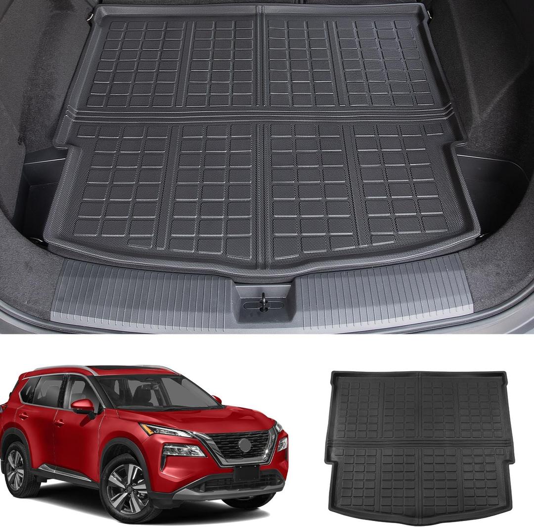 powoq Cargo Mat Compatible with 2021-2026 Nissan Rogue Trunk Mat Cargo Liner TPE Trunk Liner Replacement for 2021 2022 2023 2024 2025 2026 Nissan Rogue Accessories(No Sport Model)