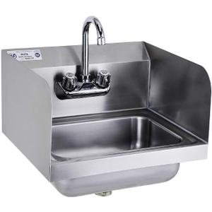 HALLY Stainless Steel Sink with Faucet & Side Splash 17"x15" NSF Hand Basin
Commercial 304 18-gauge Hand Washing Sink, Small Sink, Compact Wall Mount Design for Restaurant, Kitchen, Bar, Home, Hotel