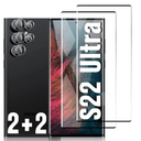 [2+2 Pack] Galaxy s22 Ultra Tempered Glass Screen Protector + Camera Lens Protector,3D Curved, Support Fingerprint for Samsung Galaxy s22 Ultra 5G