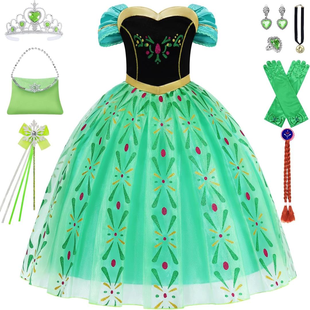 IBQ Girls Dress Set for Kids Princess Costume Cosplay Cute Dress Up Birthday Outfits Gift Theme Party (140/(7-8 Years))
