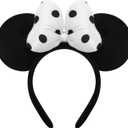 ODOCARE Handmade Mouse Ears Headband for Women and Ladies, Polka Dot Bow Mini Ears Costume Accessories