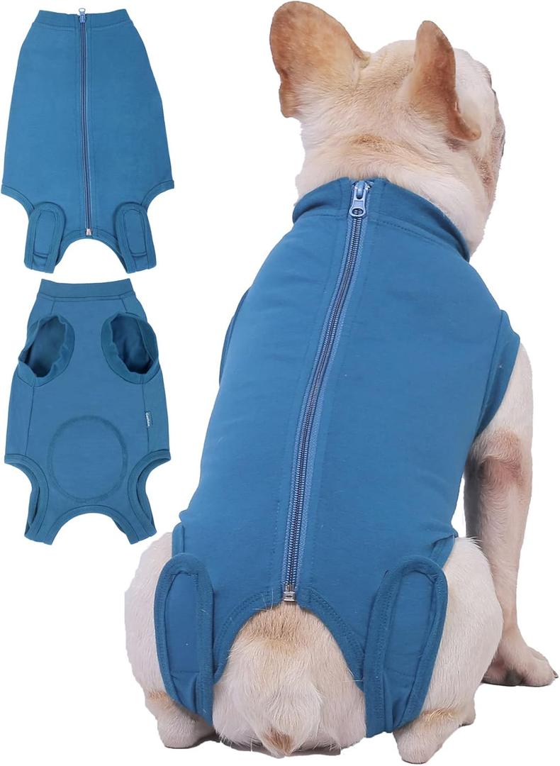 Caslfuca Dog Surgery Recovery Suit - After Spay, Abdominal Wounds Post Surgical Recovery, Anti Licking Breathable Dog Onesies for Small, Medium & Large Pet, Alternative Bandages Cone E-Collar (L(Back15- 17" Chest 21- 23" Weight 25- 36 lb))