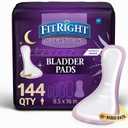 Medline FitRight Overnight Bladder Control Pads, Maximum Absorbency, Nighttime Incontinence Protection, 8.5 x 16, 24 Count per Bag (6 Bags)