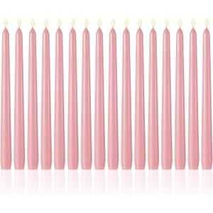 MTLEE 16 Pcs 10 Inch Long Tapered Candle Stick Bulk Smokeless Unscented Burning Candlestick Paraffin Wax with Cotton Wick for Halloween Christmas Thanksgiving Wedding Party Church(Morandi Pink)