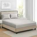 Queen Silk Satin Fitted Sheet, Soft Deep Pocket Single Bottom Bed Sheets Sold Separately, Wrinkle Free, Non- Fading, Breathable, Fully Elasticized(Queen Size, Light Gray)