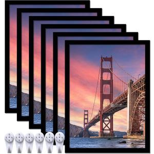 6 Sets 18x24 Picture Frame, Frames for 18 x 24 Canvas Collage Photo Poster Certificate Wall Gallery, High Transparent Horizontal Vertical Black 18 by 24 Inches
