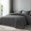 Bedsure California King Quilts - Lightweight Bedspreads Cal King Size with Basket Weave Pattern, Soft Quilt Bedding Set, Grey Comforter Set Coverlet for All Seasons with 2 Pillow Shams (111" x 106")
