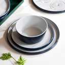 Melamine Dinnerware Sets,Plate and Bowl Set for 4,12 Pcs Dish Set with Lipped Edges,Lightweight and Reusable Dishware Sets for Camping,Dishwasher Safe,Good for Housewarming(Navy Blue,Gray)